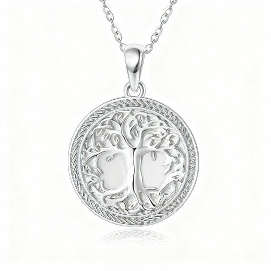 10K White Gold Tree Of Life Pendant Necklace