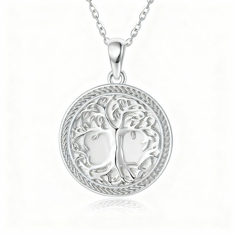 10K White Gold Tree Of Life Pendant Necklace-17