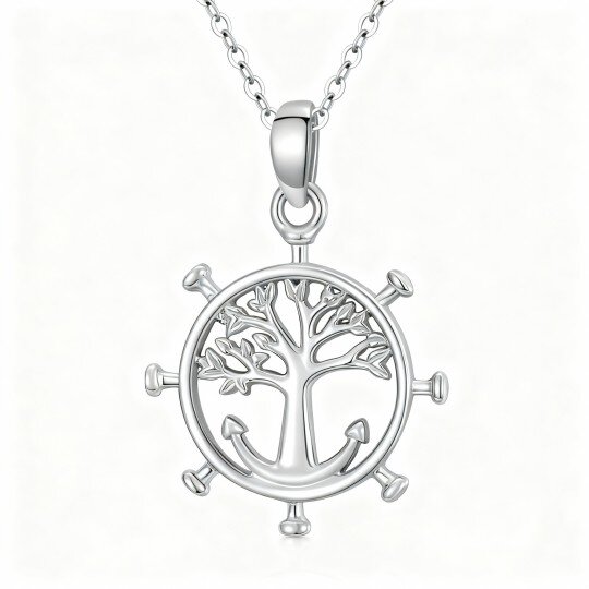 10K White Gold Tree Of Life Pendant Necklace