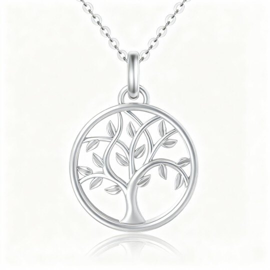 Collar con colgante del Árbol de la Vida en oro blanco de 9 quilates