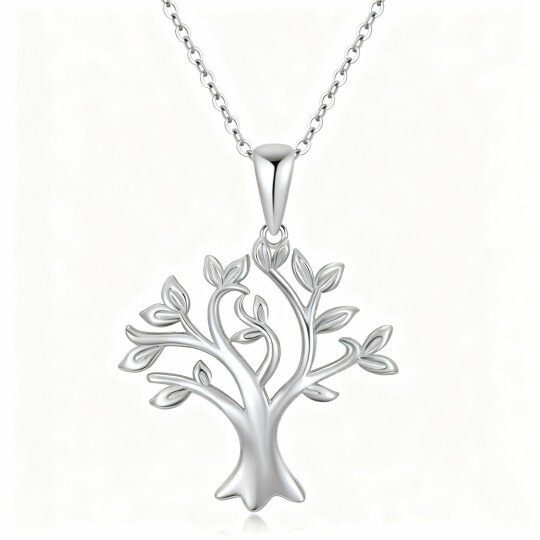 10K White Gold Tree Of Life Pendant Necklace