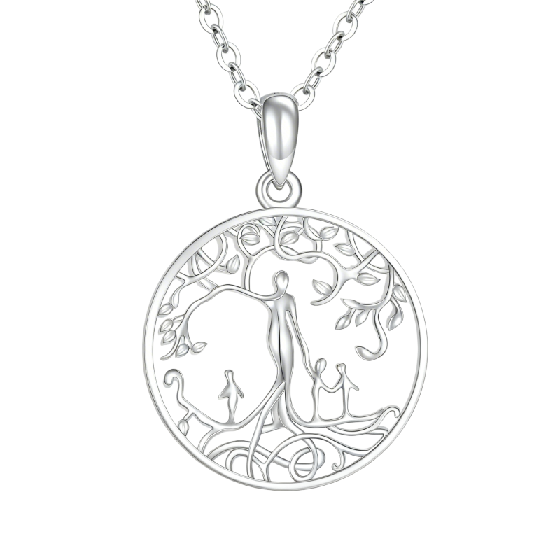 Collar con colgante del Árbol de la Vida en oro blanco de 10 quilates-1