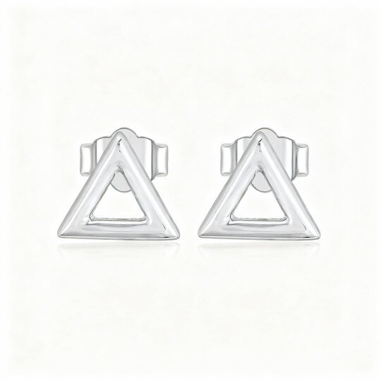 أقراط مثلثة من الذهب الأبيض عيار 10 قيراط