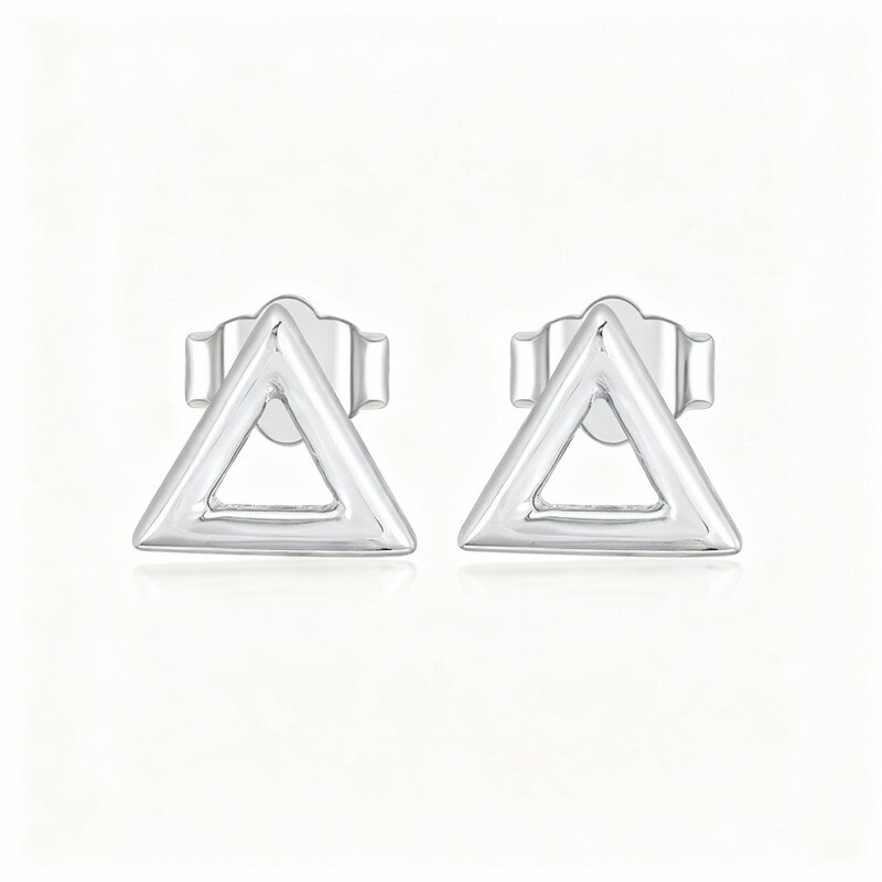 أقراط مثلثة من الذهب الأبيض عيار 10 قيراط-4