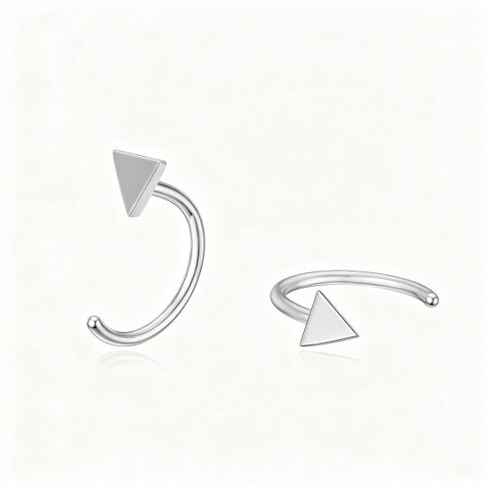 أقراط مثلثة من الذهب الأبيض عيار 10 قيراط