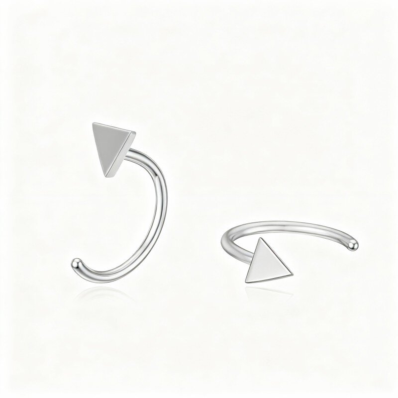 أقراط مثلثة من الذهب الأبيض عيار 10 قيراط-4