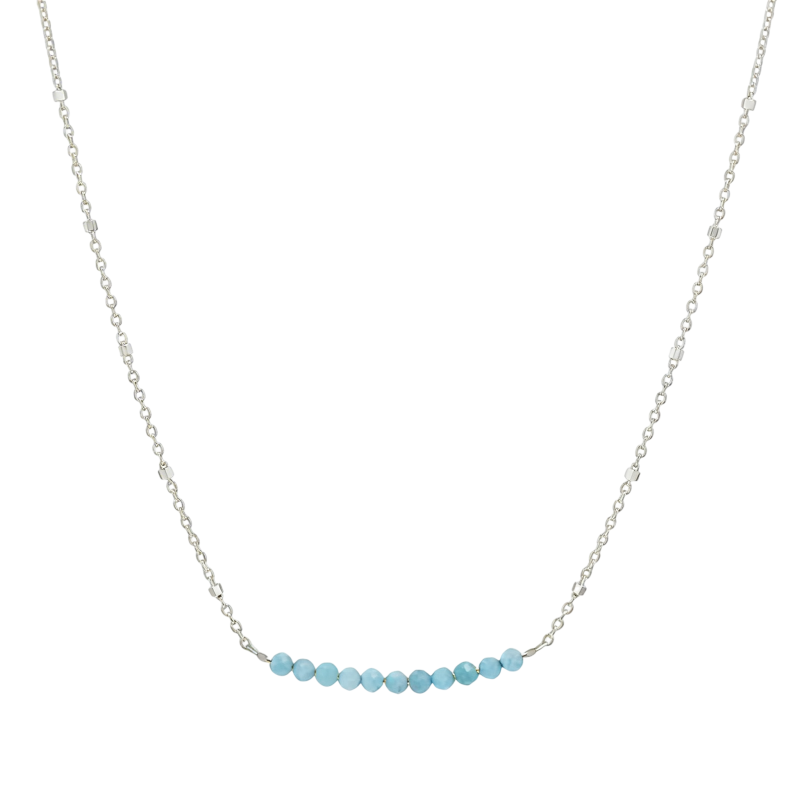 10K White Gold Turquoise Cable Chain Necklace-18