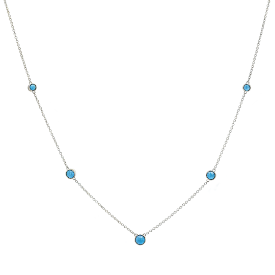 Naszyjnik z łańcuszkiem kablowym z 18-karatowego białego złota z turkusem