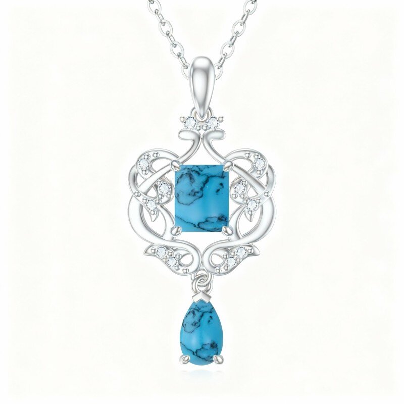 10K witgouden hanger met kubieke zirkonia en turquoise hart-14