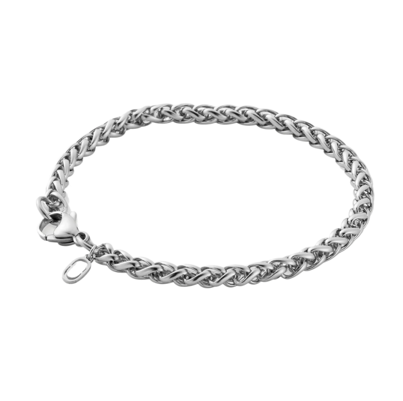 Platinum with White Gold Plated Wheat Chain Bracelet-1