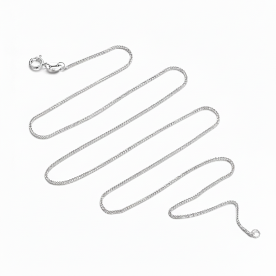 Weizenketten-Halskette aus 10-karätigem Weißgold