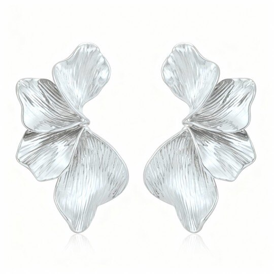 10Kホワイトゴールド ワイルドフラワー スタッドピアス