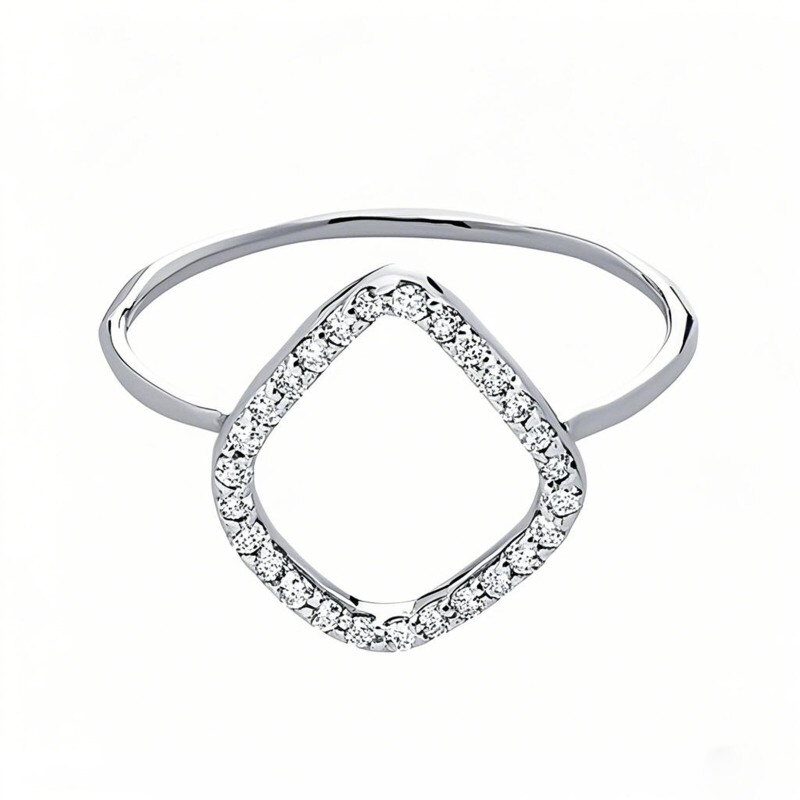 Obrączka ślubna z białego złota 14K o masie 0,16 CT z diamentami w kształcie latawca, kolor D, czystość VVS-1