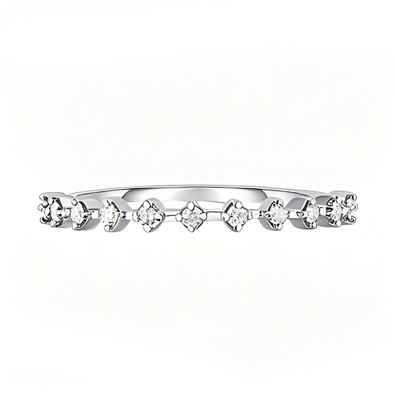 Bague empilable en platine sertie de diamants (0,1 ct au total), couleur D, pureté VVS-1
