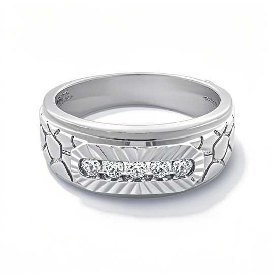 Anillo de boda personalizado para hombre en oro blanco de 10 quilates con diamante de laboratorio de 0,25 quilates (peso total), color D, claridad VVS1-VS1, pureza 3EX.