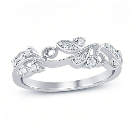 10K White Gold 0.2 CT Round Diamond Custom Wedding Band D Color VVS1 Clarity 3EX
