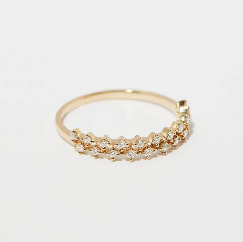 Anillo de oro blanco de 18 quilates con diamantes de 0,2 quilates en total y doble hilera.-5