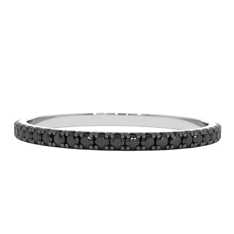 Obrączka Eternity z 14-karatowego białego złota o masie 0,3 ct z czarnymi diamentami-1