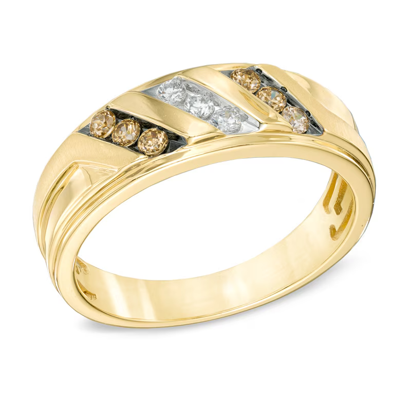 10K Gold 0.3 CT. T.W. Round Lab Created Diamond Custom Wedding Ring for Men-3