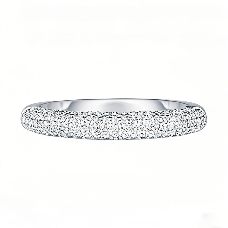 Anillo nube de diamantes pavé pequeños de oro blanco de 14 quilates, 0,43 quilates en total, color D, claridad VVS.-1