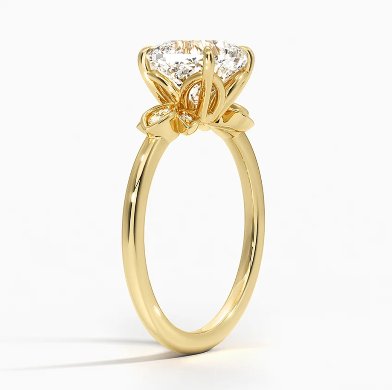 Platinum with White Gold Plated Cushion Cut Lab-Grown Diamond Custom Sidestone Engagement Ring-3