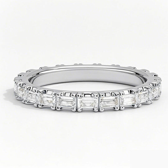 10K White Gold 0.5 CT.T.W. Emerald Diamond Custom Wedding Ring D Color VVS1-VS1 Clarity 3EX IGI Certified