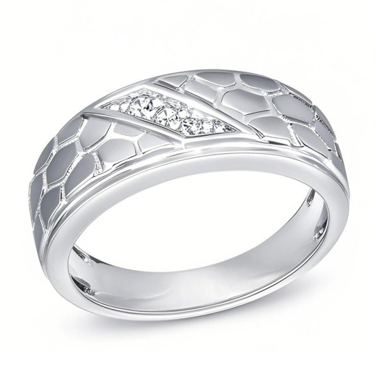 10K White Gold 0.5 CT.T.W. Round Lab Created Diamond Custom Wedding Ring for Men D Color VVS1-VS1 Clarity 3EX