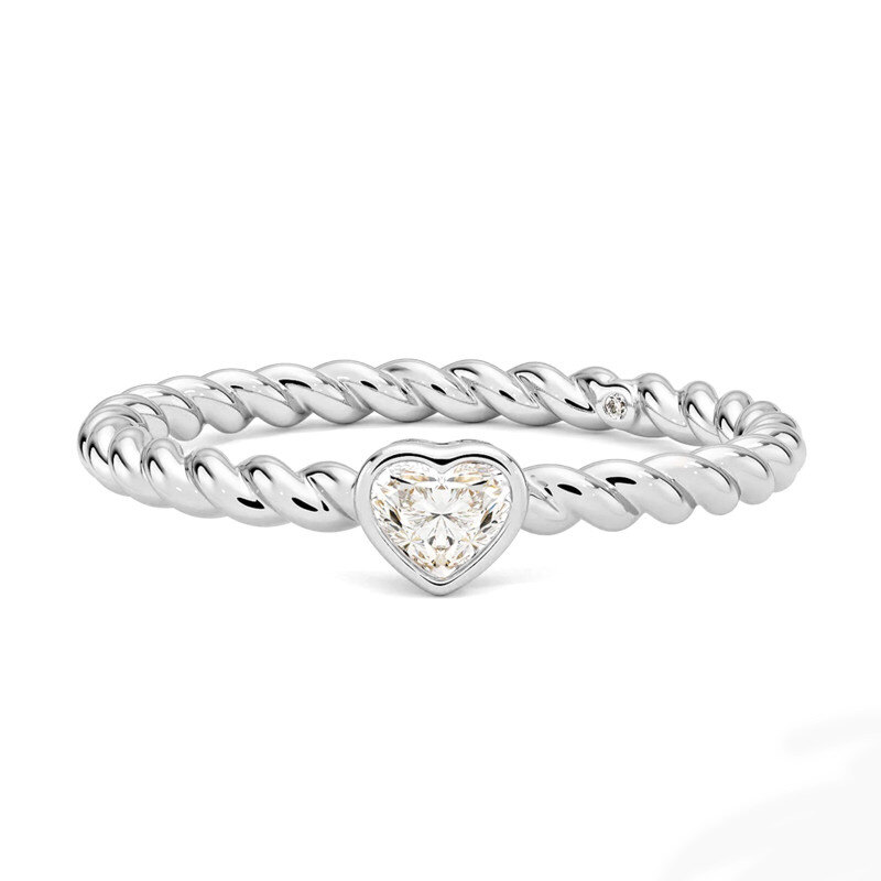 14K White Gold Heart Cut Lab-Grown Diamond Custom Solitaire Engagement Ring-1