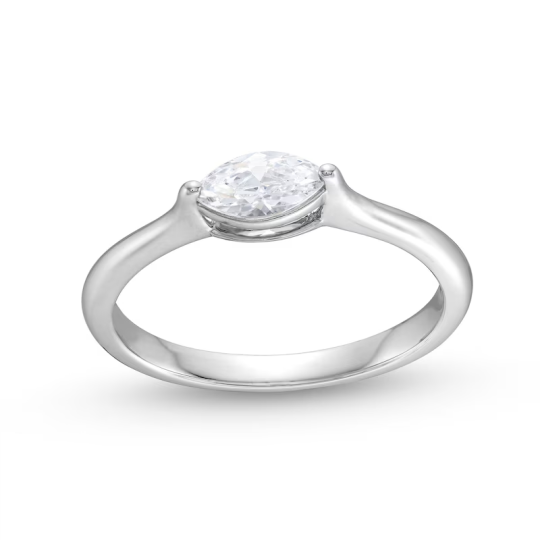 Anillo de compromiso personalizado en oro blanco de 10 quilates con diamante talla marquesa de 0,5 a 3 quilates, claridad VVS1-VS1, certificado 3EX por IGI.