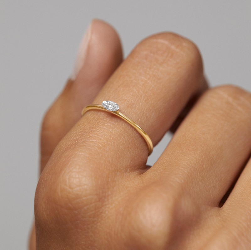 Anillo de compromiso de oro blanco de 14 quilates con diamante talla marquesa de 0,5 a 3 quilates, color D, claridad VVS-VS, certificado por IGI.-2