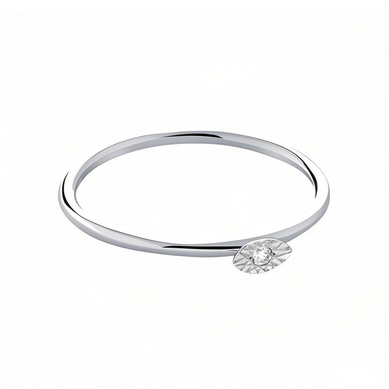 Anillo de compromiso de oro blanco de 14 quilates con diamante talla marquesa de 0,5 a 3 quilates, color D, claridad VVS-VS, certificado por IGI.-1