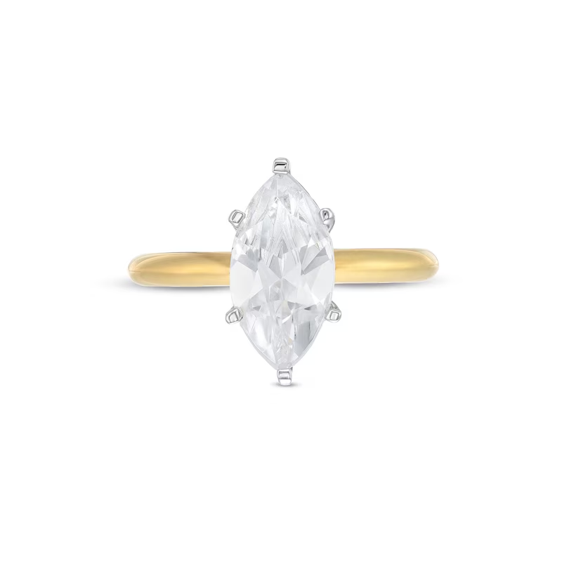 Anel de Noivado Personalizado em Ouro Rosa 10K com Diamante Sintético em Formato Marquise de 0,5 a 3 Quilates, Clareza D, VS1-VVS1, Certificado 3EX pelo IGI-5