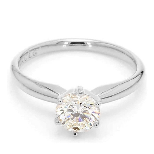 Bague de fiançailles sur mesure en or blanc 10 carats, sertie d'un diamant rond de laboratoire de 0,5 à 3 carats, couleur D, pureté VVS1, certifié 3EX par l'IGI.