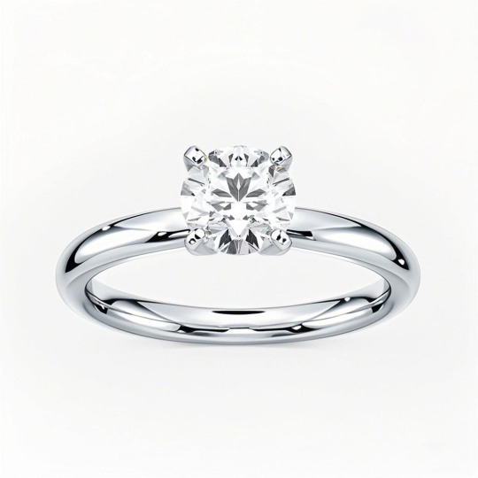 Bague de fiançailles en or blanc 10 carats, sertie de diamants ronds de 0,5 à 3 carats (poids total), couleur D, pureté VVS-VS, certifiée IGI 3EX.