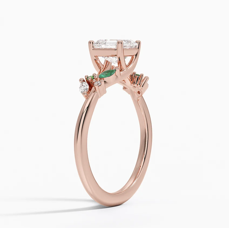 Anillo de compromiso de oro de 14 quilates con diamantes de talla Asscher, creados en laboratorio, de 0,65 a 3,15 quilates en total, color D, claridad VVS-VS, certificado por IGI.-3