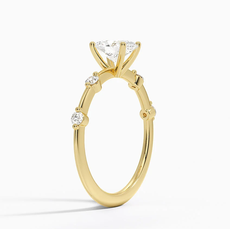 Anillo de compromiso de oro de 10 quilates con diamantes de talla ovalada creados en laboratorio, de 0,6 a 3,1 quilates en total, color D, claridad VVS-VS, certificado por IGI.-4