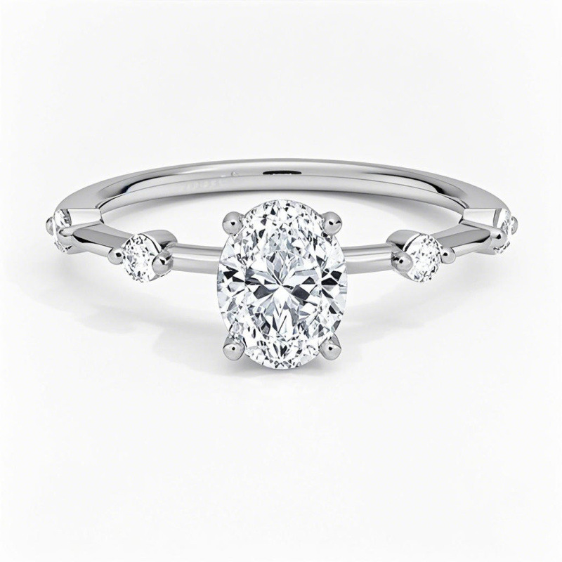Verlobungsring aus 10-karätigem Weißgold mit oval geschliffenem, im Labor hergestelltem Diamanten (0,6 bis 3,1 ct. Gesamtgewicht), Farbe D, Reinheit VVS-VS, IGI-zertifiziert-8