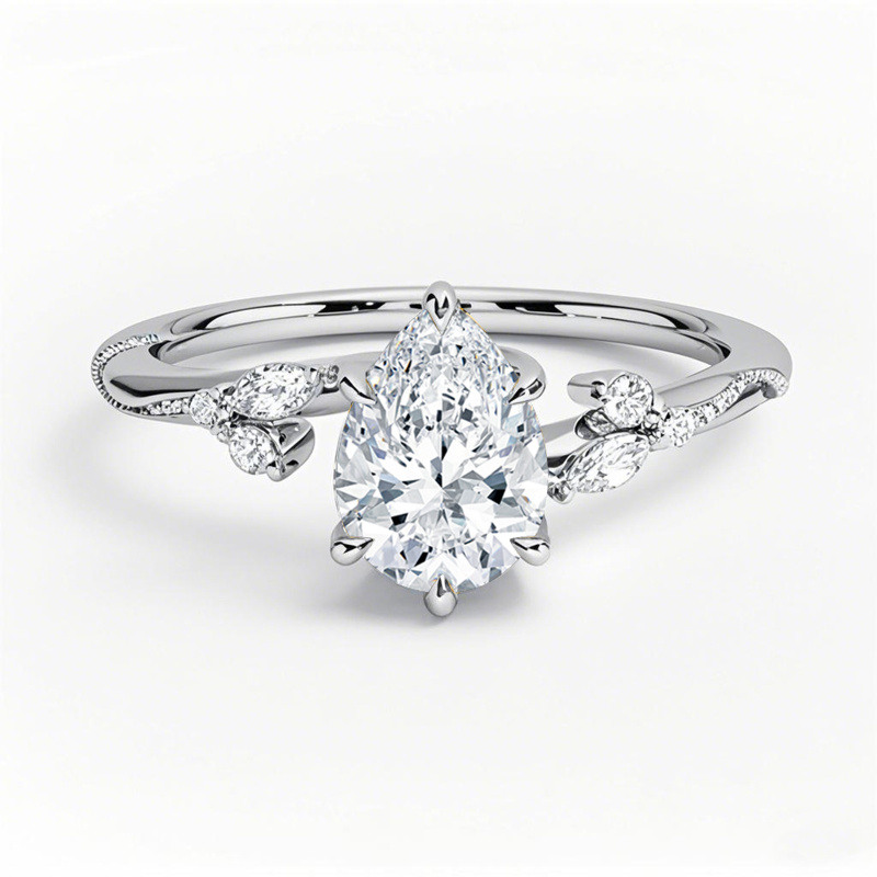 10K White Gold 0.6 to 3.1 CT.T.W. Pear Cut Diamond Engagement Band 3EX IGI Certified-4