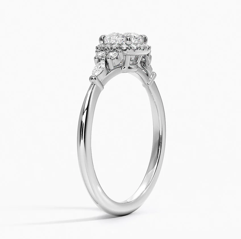 Anillo de compromiso con halo de diamantes de talla cojín creados en laboratorio, en oro blanco de 10 quilates, con un peso total de 0,75 a 3,25 quilates y certificado IGI.-3