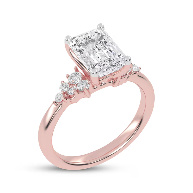 18K White Gold 0.75 to 3.25 CT.T.W. Emerald Lab Created Diamond Engagement Ring D-VVS1 3EX IGI Certified-2