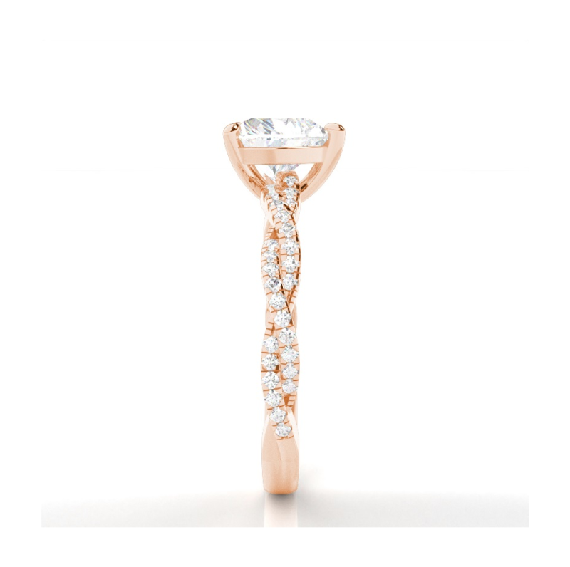 Anillo de compromiso de oro rosa de 18 quilates con diamante de laboratorio en forma de corazón, engaste de cuatro puntas y piedras laterales, con certificación IGI. Cuenta con un diamante de 0,75 a 3,25 quilates en total, creado en laboratorio.-5