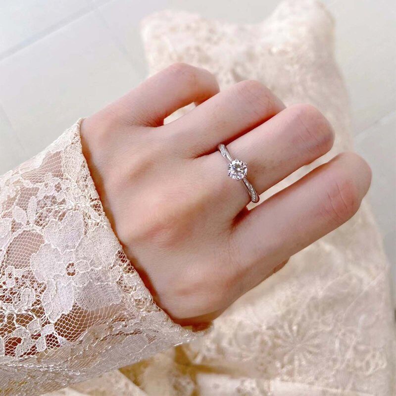 Anillo de compromiso de oro blanco de 14 quilates con diamante de laboratorio de talla redonda de 0,75 a 3,25 quilates.-2