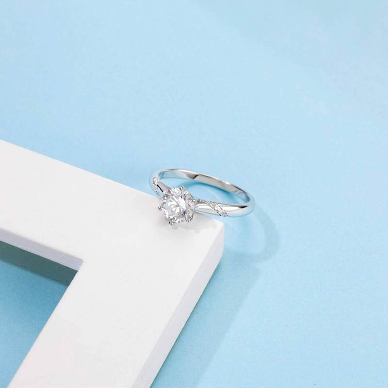 Anillo de compromiso de oro blanco de 14 quilates con diamante de laboratorio de talla redonda de 0,75 a 3,25 quilates.-5