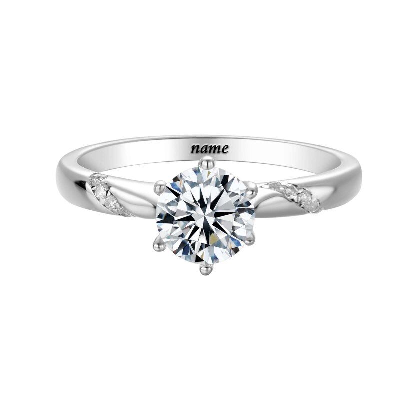 Anillo de compromiso de oro blanco de 14 quilates con diamante de laboratorio de talla redonda de 0,75 a 3,25 quilates.-1