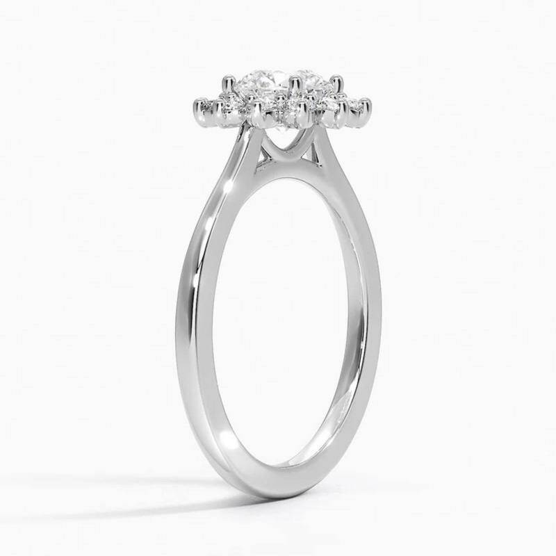 10K White Gold Round Cut Lab-Grown Diamond Custom Halo Engagement Ring-3