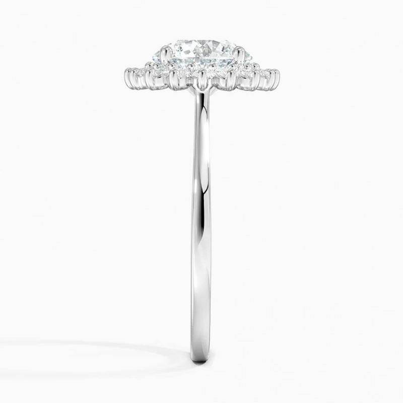 10K White Gold Round Cut Lab-Grown Diamond Custom Halo Engagement Ring-4