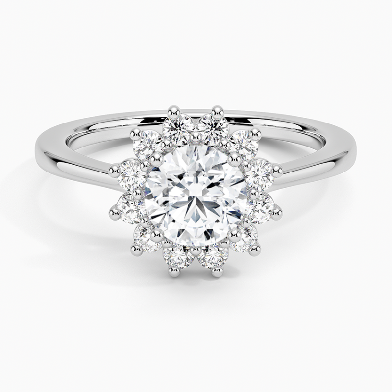 10K White Gold Round Cut Lab-Grown Diamond Custom Halo Engagement Ring-1