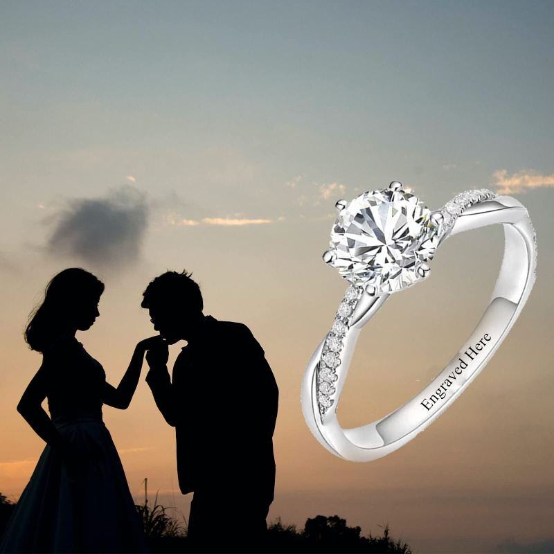 Anillo de compromiso de oro rosa de 10 quilates con diamantes redondos de laboratorio de 0,75 a 3,25 quilates en total, talla D, pureza VVS1-VS1, certificado por IGI (3EX).-2