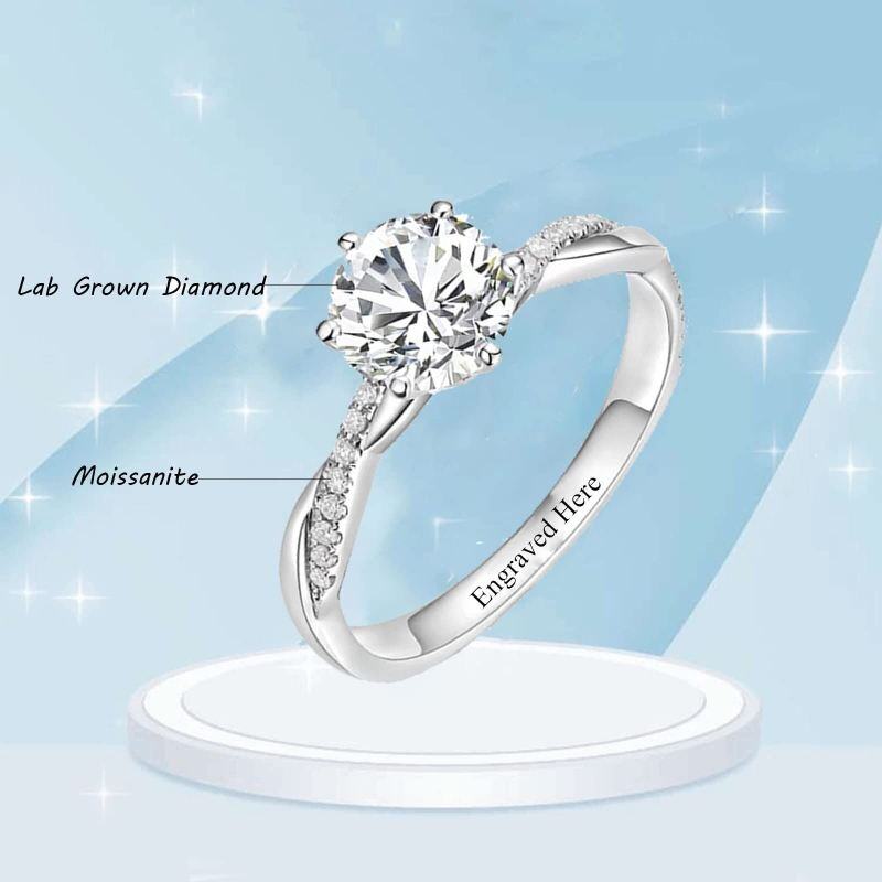 Anillo de compromiso de oro rosa de 10 quilates con diamantes redondos de laboratorio de 0,75 a 3,25 quilates en total, talla D, pureza VVS1-VS1, certificado por IGI (3EX).-3