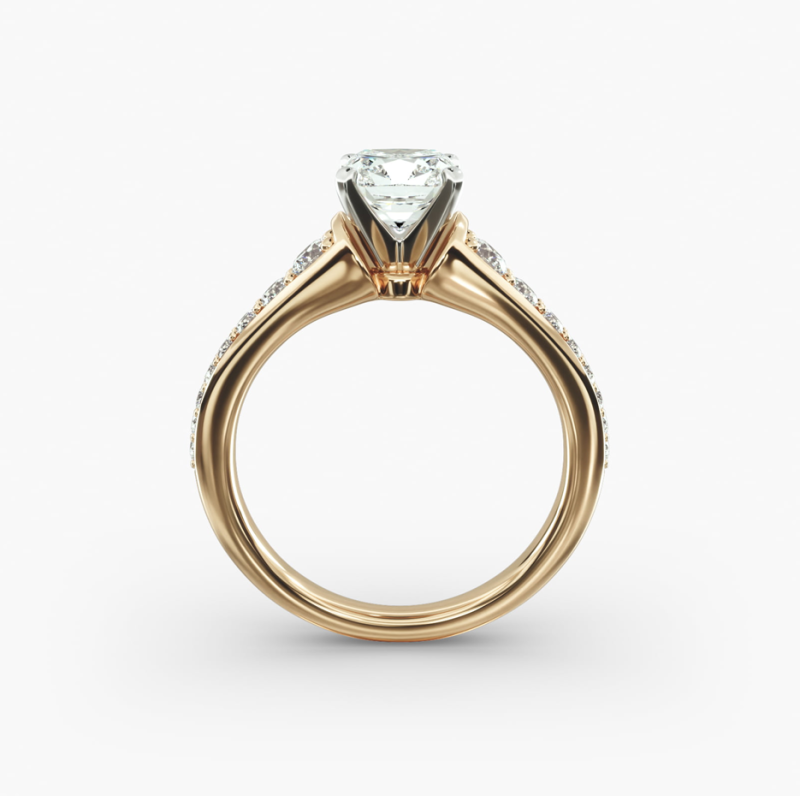 Anillo de compromiso de oro de 10 quilates con diamante talla redonda de 0,83 a 3,33 quilates en total, color D, claridad VVS-VS, certificado IGI 3EX.-4